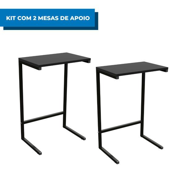 Imagem de Kit Com 2 Mesas de Apoio Lateral Sofá Cama Vintage Industrial Dicarlo Para Segurar Alimentos Bebidas