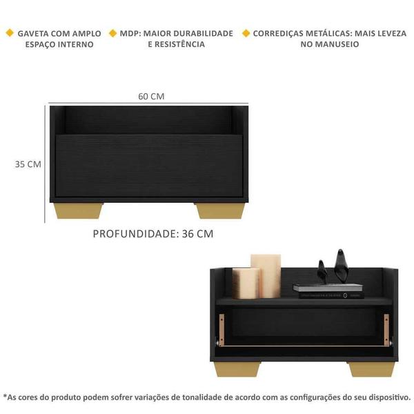 Imagem de Kit com 2 Mesas de Cabeceira 60cm Multimóveis V3634