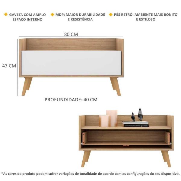 Imagem de Kit com 2 Mesas de Cabeceira 80cm Retrô Multimóveis V4002