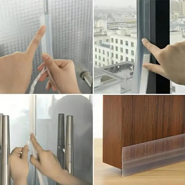 Kit Com 2 Metros Fita Adesiva Veda Fresta Transparente Porta Janelas Vedação Incolor 3m Imagem de Kit Com 2 Metros Fita Adesiva Veda Fresta Transparente Porta Janelas Vedação Incolor 3m