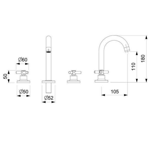 Imagem de Kit com 2 Misturador para Lavatório de Bica Alta com Válvula de Escoamento Celite One Cromado