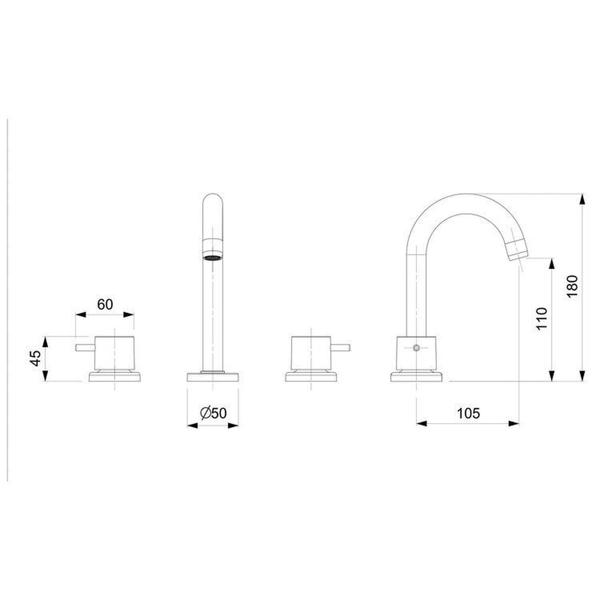 Imagem de Kit com 2 Misturador para Lavatório de Mesa com 3 Furos e Válvula de Escoamento Basic Celite Cromado