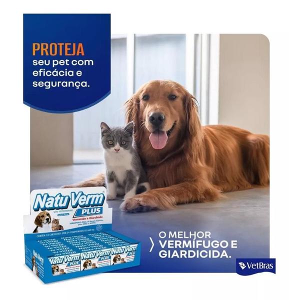 Imagem de Kit com 2 NatuVerm Plus Vermifugo Com 4 Comprimidos Para Gatos e Cães  