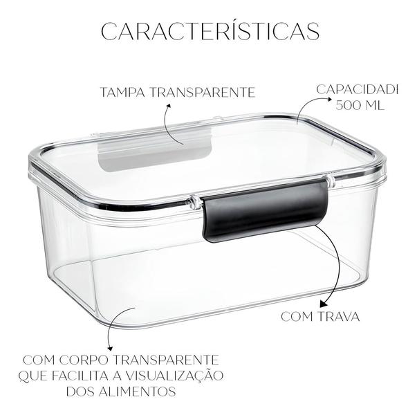 Imagem de kit com 2 Organizador Hermético de Acrílico Com trava 1400ml