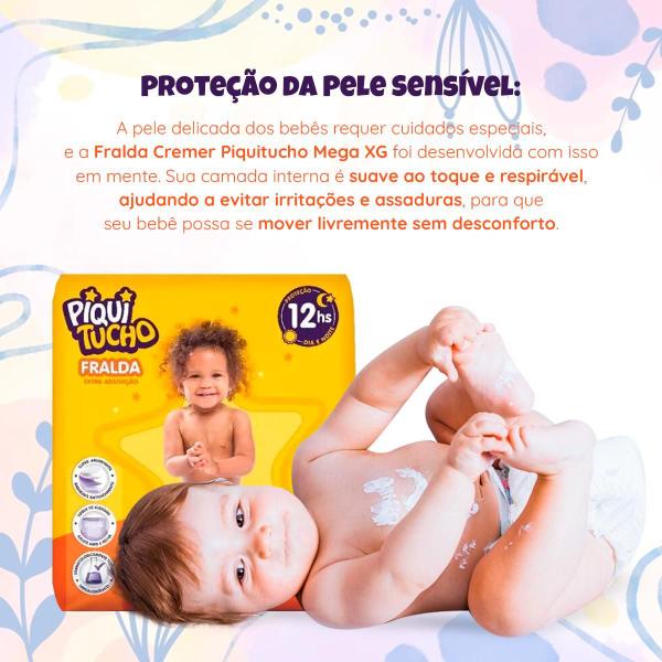 Imagem de Kit com 2 Pacotes Fraldas Descartável Infantil Piquitucho Cremer Mega XG 48 Unidades