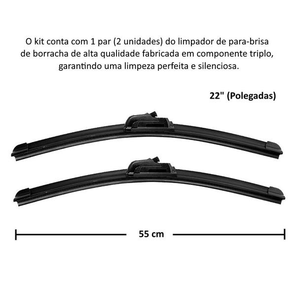 Imagem de Kit com 2 Palhetas Limpador de Para-brisa Silicone Universal 22 Polegadas 55,8cm Carro Caminhonete