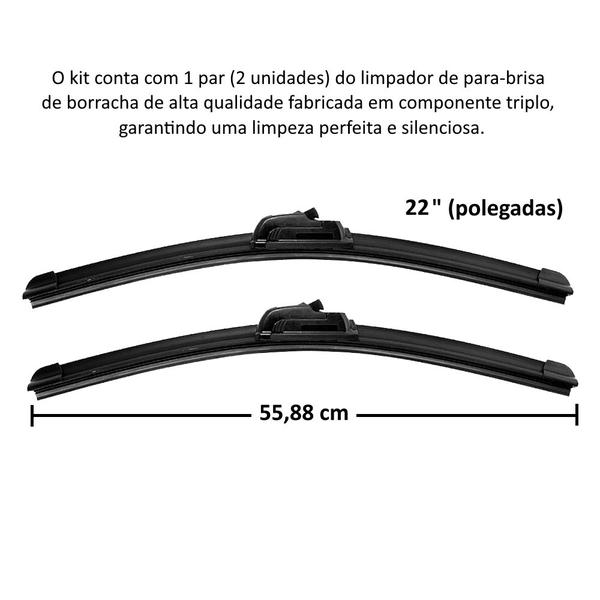 Imagem de Kit com 2 Palhetas Limpador Para-brisa Silicone Universal 22 Pol para Carros e Caminhonete