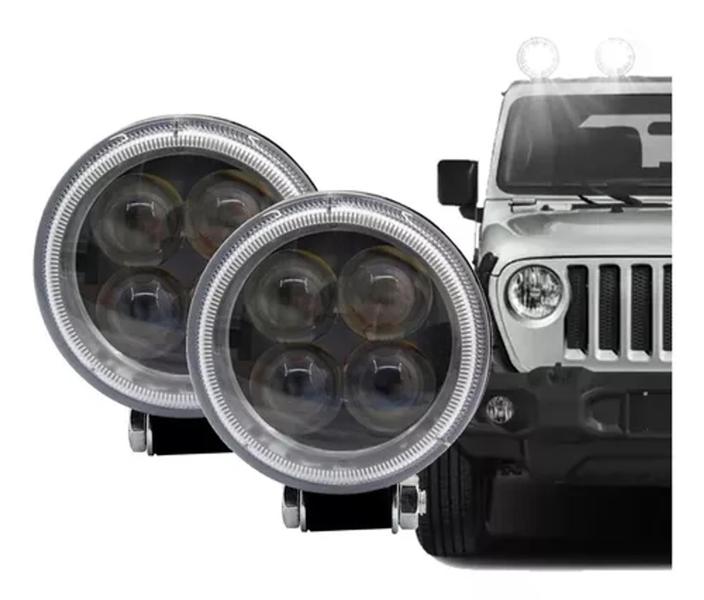 Imagem de Kit Com 2 Pares De Farol De Milha Redondo 4 Led 12w 12v/24v Offroad 6500k