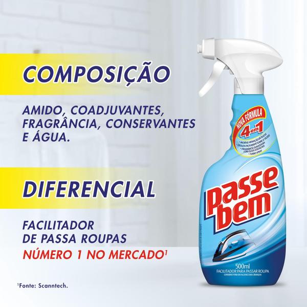 Imagem de Kit com 2 Passe Bem 4 em 1 Borrifador 500ml Cada