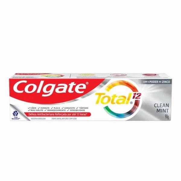 Imagem de kit com 2 Pasta de dentes Colgate Total 12 Clean Mint 90g - 12 horas de defesa ativa bacteriana