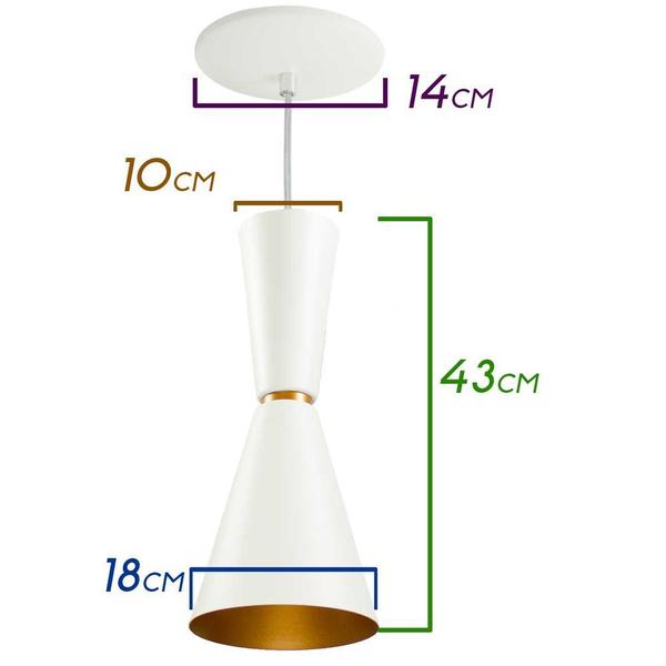 Imagem de Kit com 2 Pendentes Lustre Moscou Branco em Alumínio 43cm p/ Balcão e Mesa St936