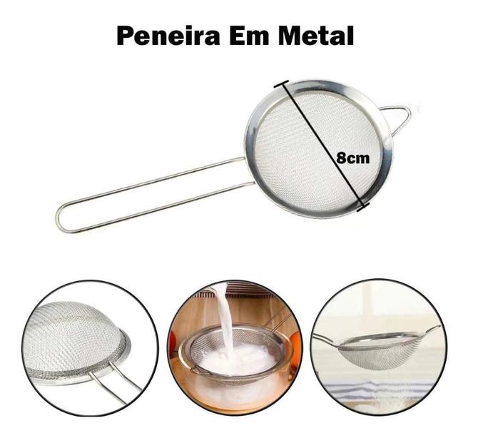 Imagem de Kit Com 2 Peneiras Pequenas Aço Inox N 8 - Planeta