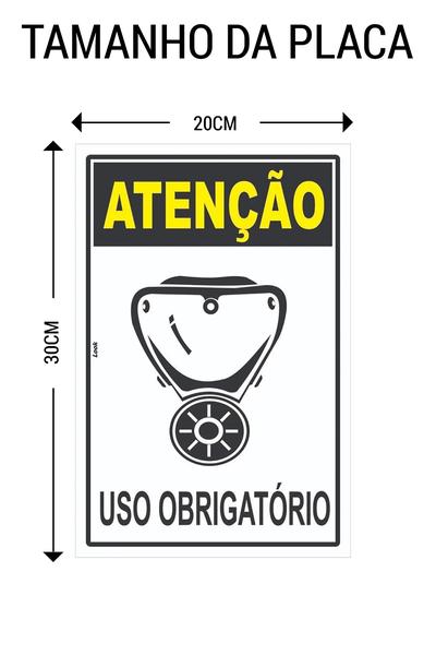 Imagem de Kit com 2 Placas de Sinalização Atenção: Uso Obrigatório de Máscara Respiratória (EPI) em PS (Poliestireno)