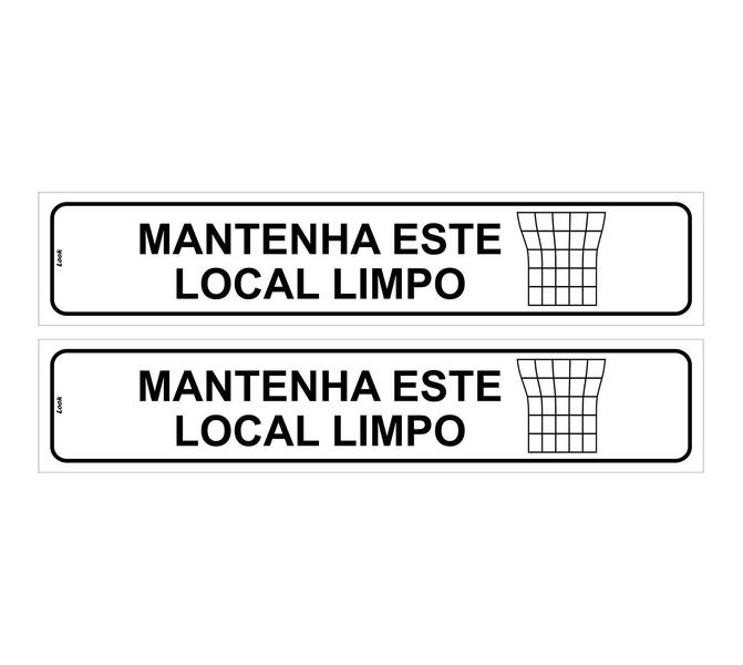 Imagem de Kit com 2 Placas de Sinalização Aviso - Lixo, Mantenha Este Local Limpo - 5x25 cm em PS (Poliestireno)