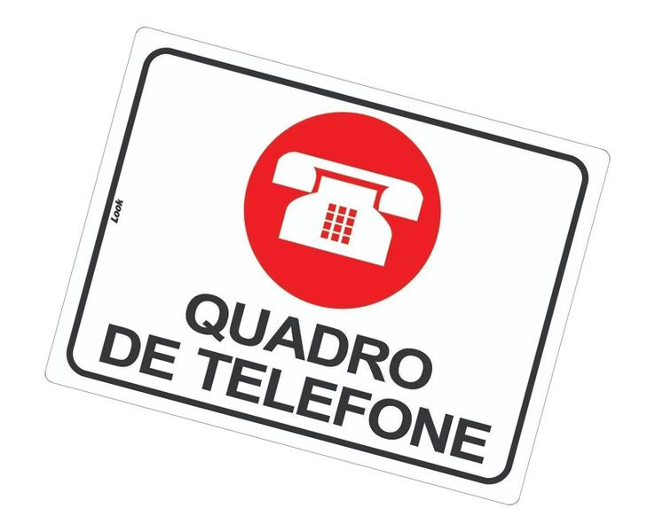 Imagem de Kit com 2 Placas de Sinalização Aviso: Quadro de Telefone - Distribuição de Telefonia em PS (Poliestireno)