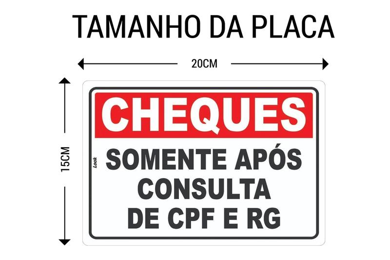 Imagem de Kit com 2 Placas de Sinalização - Cheques Promissórios Apenas com Consulta de CPF e RG  PS (Poliestireno)