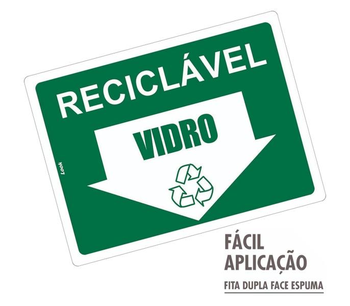 Imagem de Kit com 2 Placas de Sinalização - Coleta Seletiva de Lixo Reciclável - Vidro