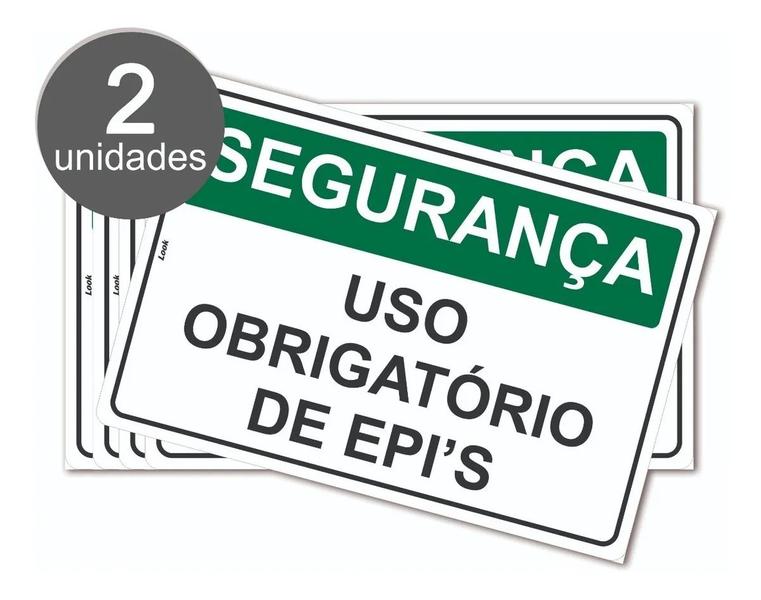 Imagem de Kit com 2 Placas de Sinalização EPI - Aviso de Segurança: Uso Obrigatório de Equipamento de Proteção em PS (Poliestireno)