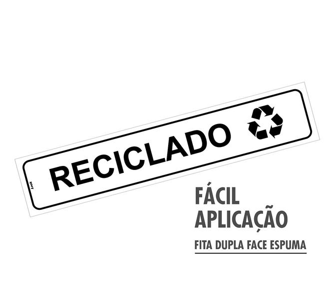 Imagem de Kit com 2 Placas de Sinalização Lixo - Material Reciclado - 5x25 cm em PS (Poliestireno)