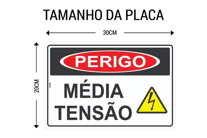 Imagem de  Kit com 2 Placas de Sinalização - Perigo: Média Tensão Elétrica - Força em PS (Poliestireno)