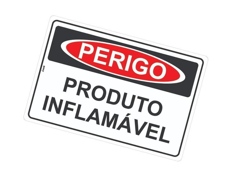 Imagem de Kit com 2 Placas de Sinalização - Perigo: Produto Inflamável em PS (Poliestireno)