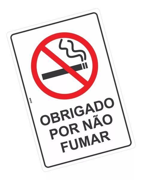 Imagem de  Kit com 2 Placas de Sinalização - Proibido Fumar Obrigado por Não Fumar 20x30cm