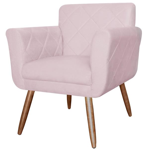 Imagem de Kit Com 2 Poltronas Cadeiras Isabella Estofadas Corano Rosa Bebe - INCASA DECOR