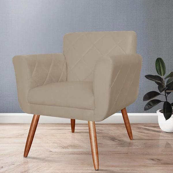 Imagem de Kit Com 2 Poltronas Cadeiras Isabella Estofadas Suede Cappuccino - INCASA DECOR