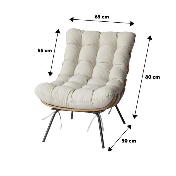 Imagem de Kit com 2 Poltronas Costela e Puffs Linho Bege - Zahav Estofados