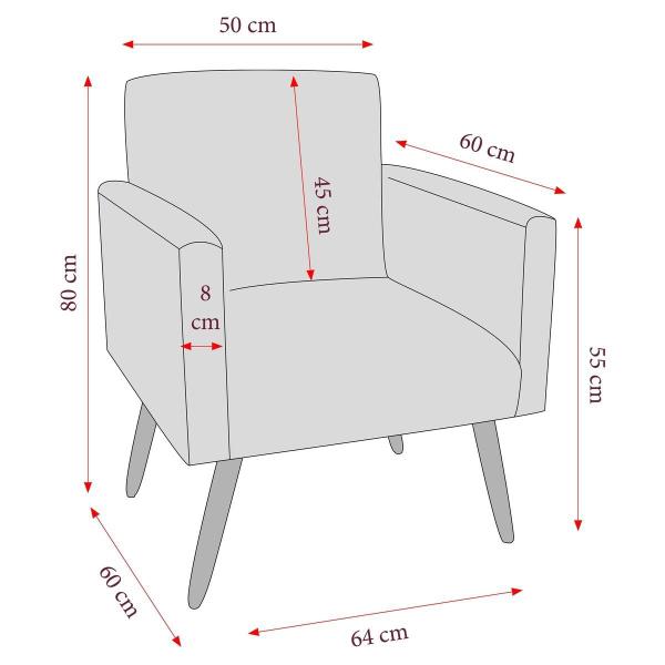 Imagem de Kit com 2 Poltronas Decorativas 64cm e Puff Retrô Tecido Veludo Multimóveis CR45270