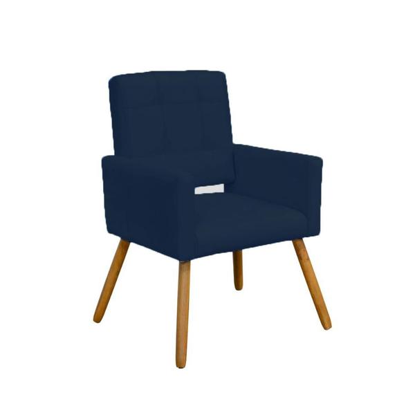 Imagem de Kit Com 2 Poltronas Para Quarto Closet Pés Palito Camila Suede Azul Marinho - INCASA DECOR