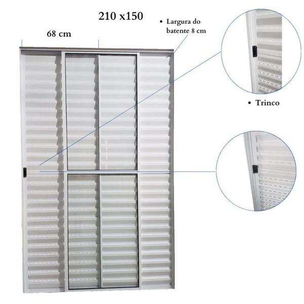 Imagem de Kit com 2 Portas Balcão de Alumínio 3 Folhas 210 X 150cm Linha Modular Branco