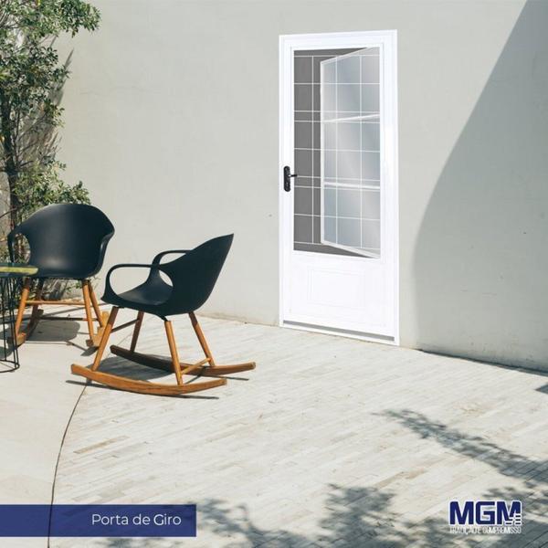 Imagem de Kit com 2 Portas de Aço Postigo 215x85cm com Grade Quadrada Minas Sul Mgm Branco