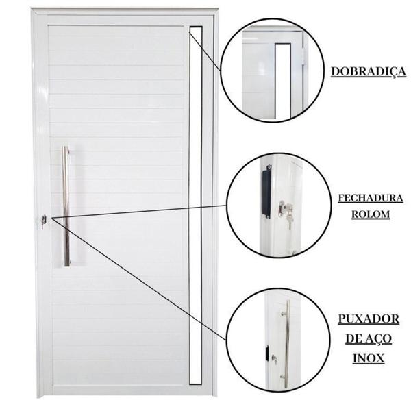 Imagem de Kit com 2 Portas Lambril de Alumínio Direita 210 X 80cm com Visor Linha Veneza Esquadrias Bergamo Branco