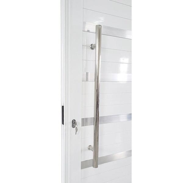 Imagem de Kit com 2 Portas Lambril de Alumínio Esquerda 210 X 90cm com Friso Linha Veneza Esquadrias Bergamo Branco