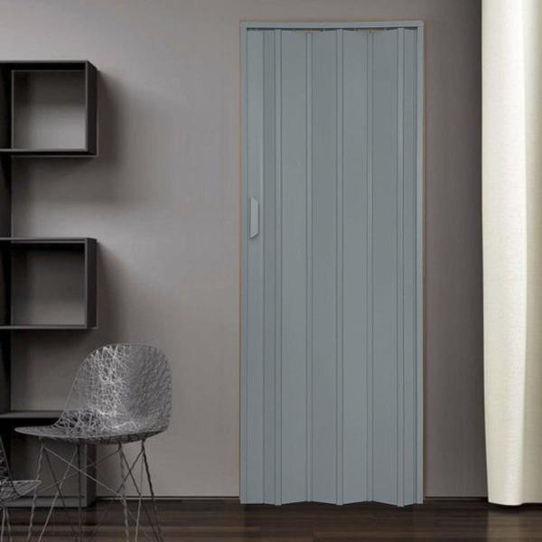 Kit com 2 Portas Sanfonadas de PVC 210x135cm Bariri Cinza Imagem de Kit com 2 Portas Sanfonadas de PVC 210x135cm Bariri Cinza