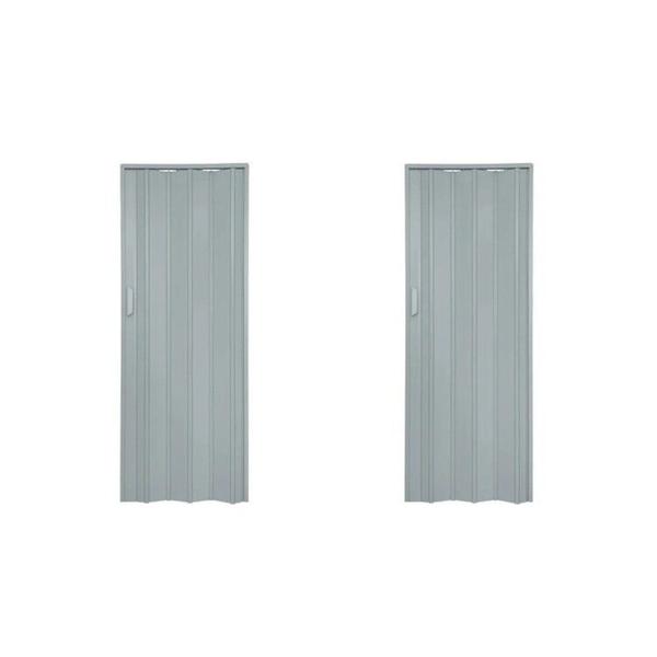 Kit com 2 Portas Sanfonadas de PVC 210x135cm Bariri Cinza Imagem de Kit com 2 Portas Sanfonadas de PVC 210x135cm Bariri Cinza