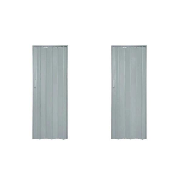 Imagem de Kit com 2 Portas Sanfonadas de PVC 210x84cm Bariri Cinza