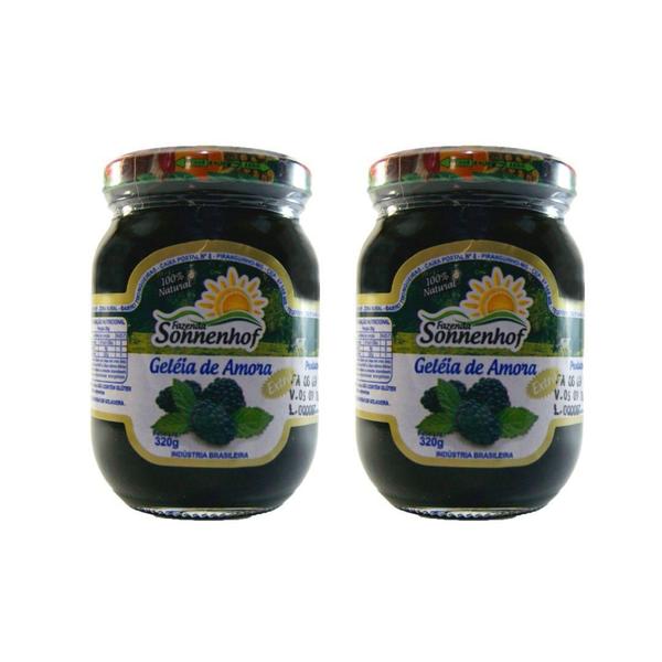 Kit com 2 Potes de Geleia Extra de Amora - 320g - Fazenda Sonnenhof Imagem de Kit com 2 Potes de Geleia Extra de Amora - 320g - Fazenda Sonnenhof