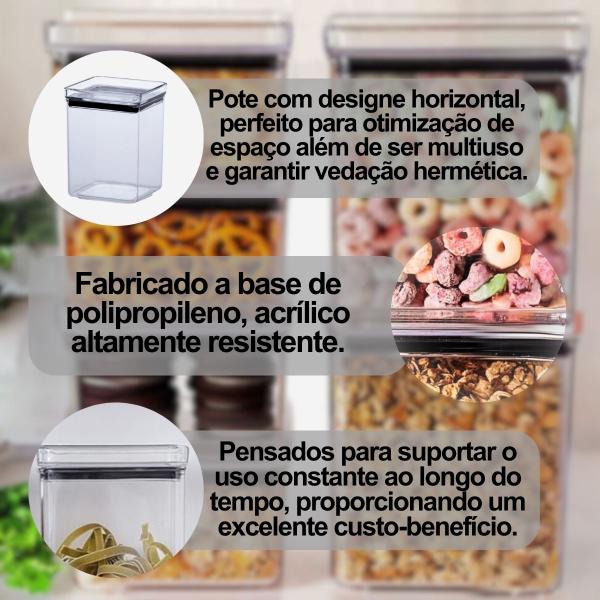 Imagem de Kit com 2 Potes Hermético Mantimentos Recipientes De Acrílico  1000ML Transparente Alimentos Empilhável Cozinha