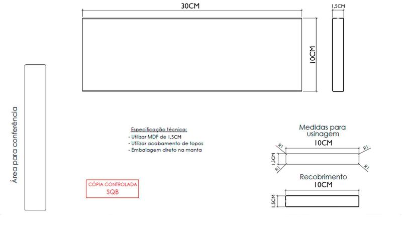 Imagem de Kit com 2 Prateleiras decorativas 100% MDF 30x10x1,5cm + Suporte de instalação resistente