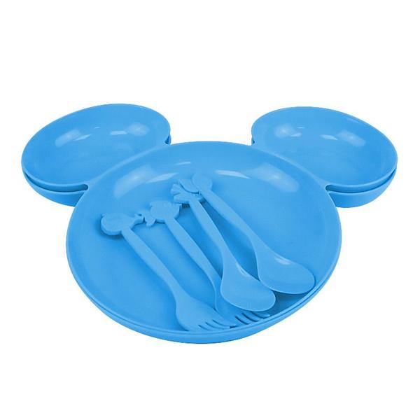 Kit com 2 Pratos Infantil com Divisórias Garfo e Colher Formato Tipo Mickey - Cim Toys Imagem de Kit com 2 Pratos Infantil com Divisórias Garfo e Colher Formato Tipo Mickey