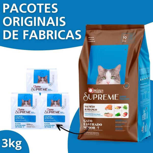 Imagem de Kit Com 2 Ração Quatree Supreme Gatos Castrados Sênior Salmão e Frango Pacote de 1kg