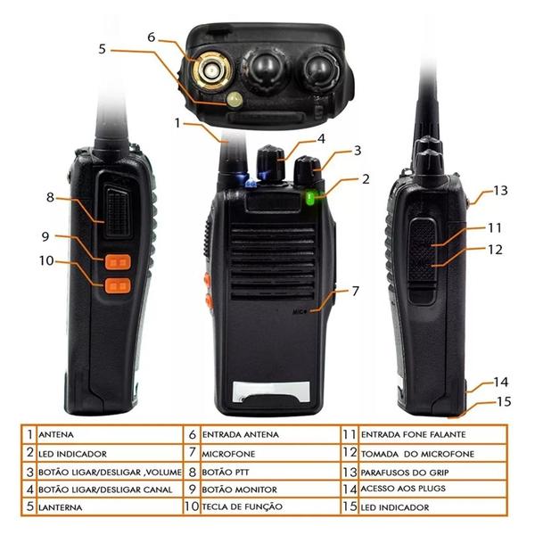 Imagem de Kit com 2 Rádios Walkie-Talkie de 16 Canais Comunicação Prática BOM5700