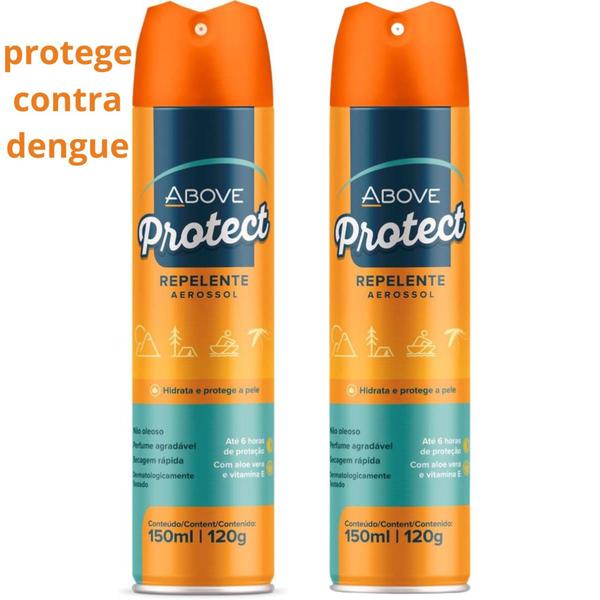 Kit Com 2 Repelente Spray Aerosol Above Protege Contra Dengue 150ml/120g Kit Com 2 Repelente Spray Aerosol Above Protege Contra Dengue 150ml/120g