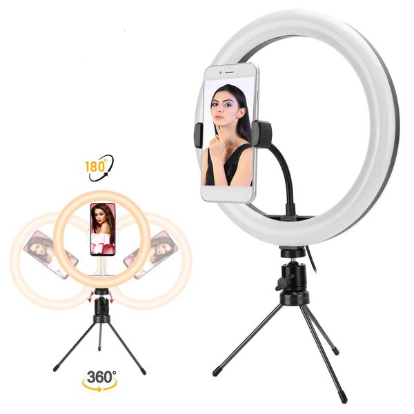 Imagem de Kit com 2 Ring Light Profissional Iluminador Tripé de Mesa Grande Luz 8" e 12"