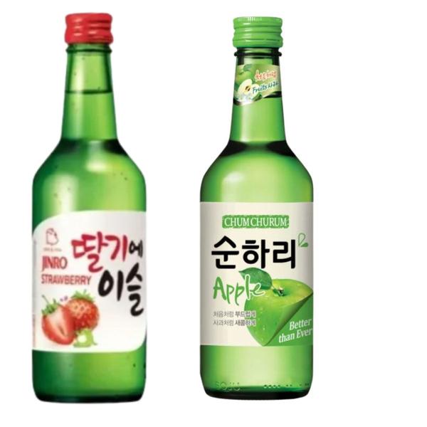 Imagem de Kit com 2 Soju Bebida Coreana Morango e Maça 360ml