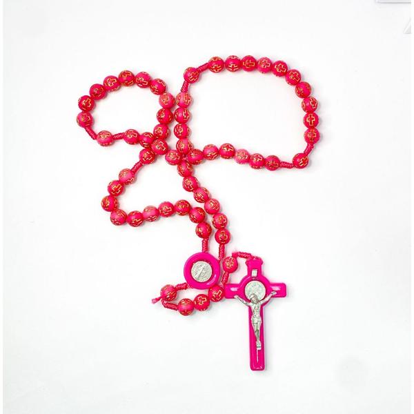 Imagem de Kit com 2 Terços de São Bento cruz douradas religioso medalha crucifixo devoção