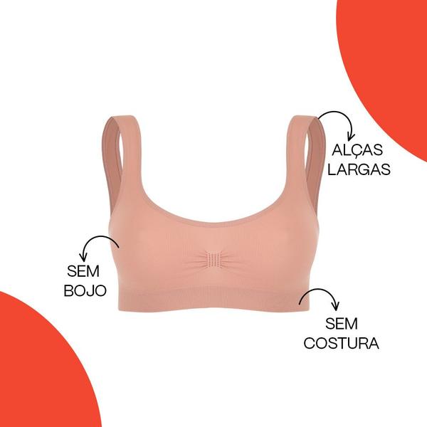 Imagem de Kit Com 2 Top Liso Básico Sem Bojo E Sem Costura Feminino Adulto Trifil Para Treino Academia Corrida