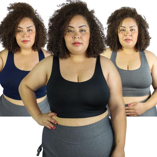 Imagem de Kit com 2 Top PLUS SIZE Feminino FItness academia esporte Dia-a-dia